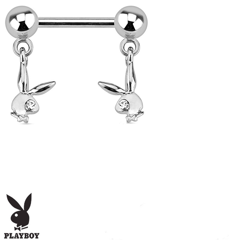 CZ Playboy Bunny Surgical Steel Nipple Rings Set